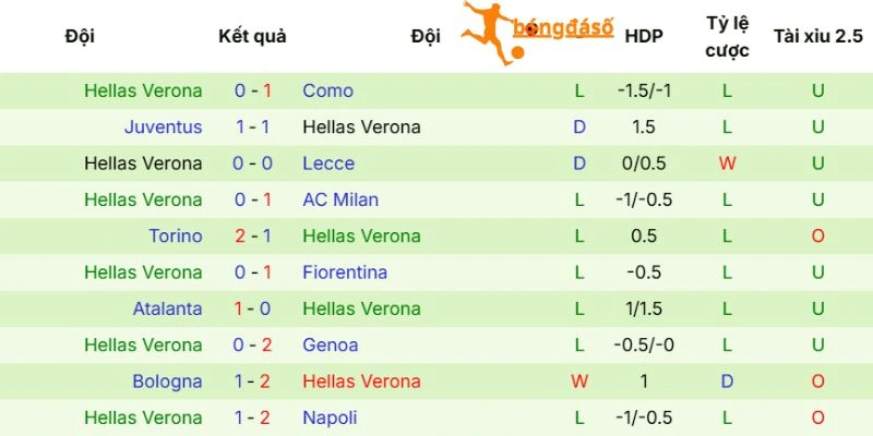 Những thể hiện của Hellas Verona