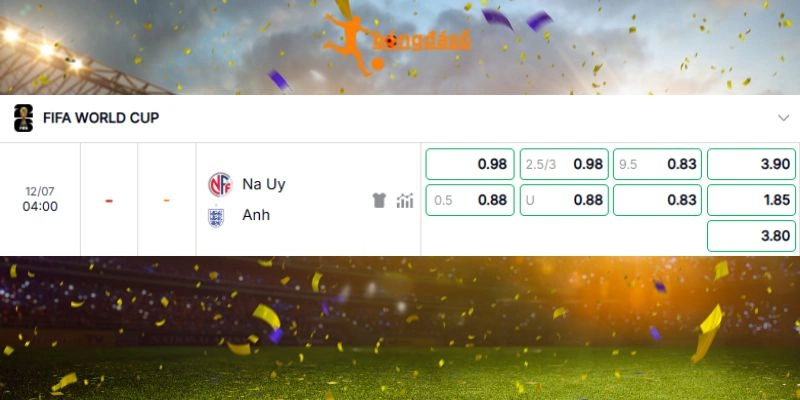 Cập nhật odds chuẩn của trận đấu